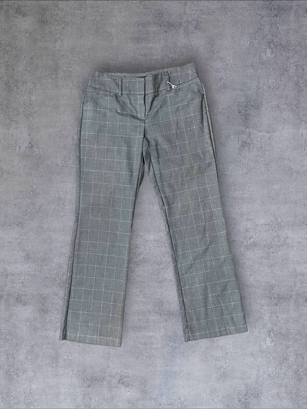 Vintage 2000s y2k Gray Grid Pattern 7th Avenue Sz 2 Low Rise Trousers